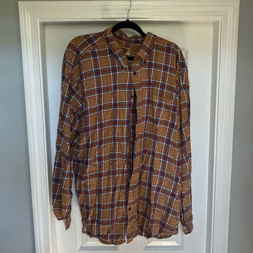Foundry Flannel Long Sleeve Brown Button Up - 2XLT